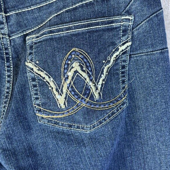 Wrangler Booty Up Ladies American Royal Low Rise Dark Stonewash Jean - Picture 2 of 8
